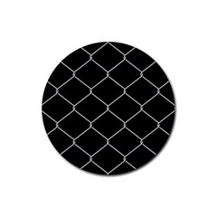 Iron Wire White Black Rubber Coaster (round) 