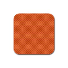 Heart Orange Love Rubber Square Coaster (4 pack) 