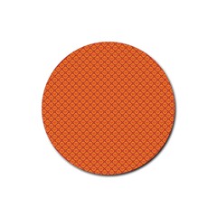 Heart Orange Love Rubber Round Coaster (4 pack) 