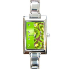 Fruit Slice Kiwi Green Rectangle Italian Charm Watch by Mariart