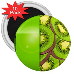 Fruit Slice Kiwi Green 3  Magnets (10 Pack)  by Mariart