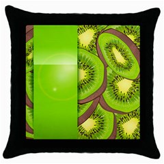 Fruit Slice Kiwi Green Throw Pillow Case (black) by Mariart