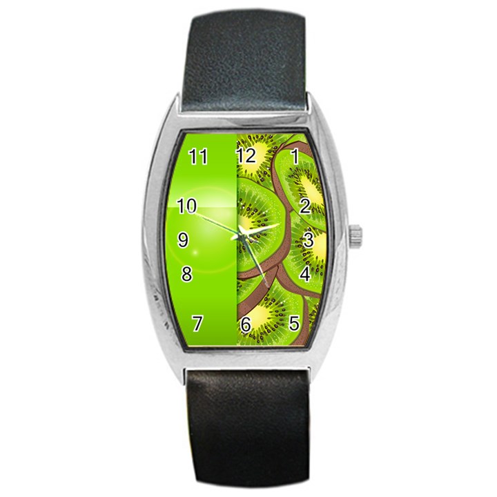 Fruit Slice Kiwi Green Barrel Style Metal Watch