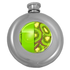 Fruit Slice Kiwi Green Round Hip Flask (5 Oz) by Mariart