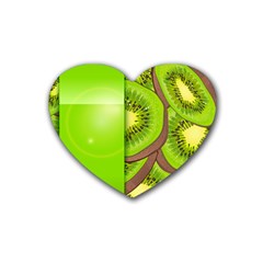 Fruit Slice Kiwi Green Heart Coaster (4 Pack)  by Mariart