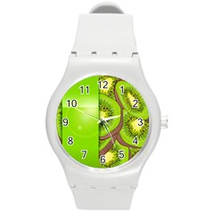 Fruit Slice Kiwi Green Round Plastic Sport Watch (m) by Mariart