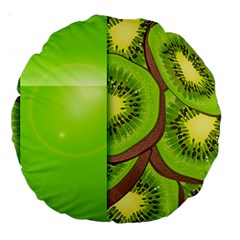 Fruit Slice Kiwi Green Large 18  Premium Round Cushions by Mariart