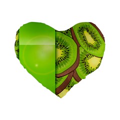 Fruit Slice Kiwi Green Standard 16  Premium Heart Shape Cushions by Mariart