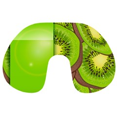 Fruit Slice Kiwi Green Travel Neck Pillows by Mariart