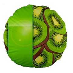 Fruit Slice Kiwi Green Large 18  Premium Flano Round Cushions by Mariart