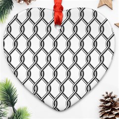 Iron Wire Black White Ornament (heart) by Mariart