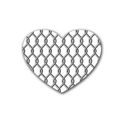 Iron Wire Black White Rubber Coaster (heart)  by Mariart