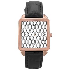 Iron Wire Black White Rose Gold Leather Watch  by Mariart