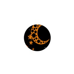 Moon Star Space Orange Black Light Night Circle Polka 1  Mini Buttons by Mariart