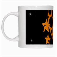 Moon Star Space Orange Black Light Night Circle Polka White Mugs by Mariart