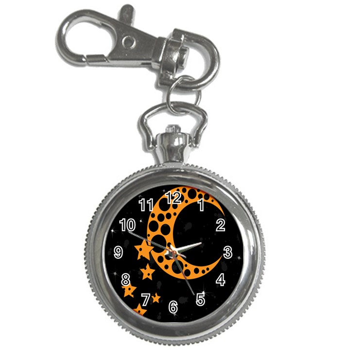 Moon Star Space Orange Black Light Night Circle Polka Key Chain Watches