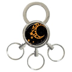 Moon Star Space Orange Black Light Night Circle Polka 3-ring Key Chains by Mariart