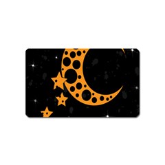 Moon Star Space Orange Black Light Night Circle Polka Magnet (name Card) by Mariart