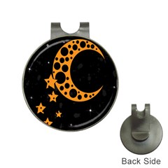 Moon Star Space Orange Black Light Night Circle Polka Hat Clips With Golf Markers by Mariart