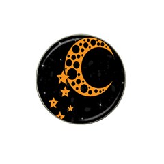 Moon Star Space Orange Black Light Night Circle Polka Hat Clip Ball Marker by Mariart