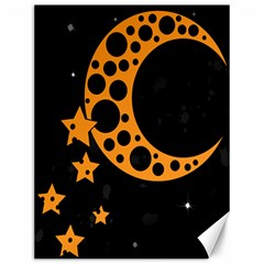 Moon Star Space Orange Black Light Night Circle Polka Canvas 12  X 16   by Mariart