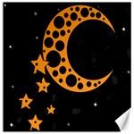 Moon Star Space Orange Black Light Night Circle Polka Canvas 16  x 16   15.2 x15.41  Canvas - 1