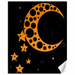 Moon Star Space Orange Black Light Night Circle Polka Canvas 16  X 20   by Mariart