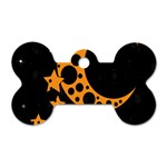 Moon Star Space Orange Black Light Night Circle Polka Dog Tag Bone (Two Sides) Front