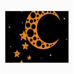 Moon Star Space Orange Black Light Night Circle Polka Small Glasses Cloth (2-side) by Mariart