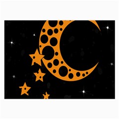 Moon Star Space Orange Black Light Night Circle Polka Large Glasses Cloth (2-side) by Mariart