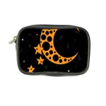 Moon Star Space Orange Black Light Night Circle Polka Coin Purse Front