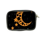 Moon Star Space Orange Black Light Night Circle Polka Coin Purse Back