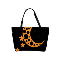 Moon Star Space Orange Black Light Night Circle Polka Shoulder Handbags by Mariart