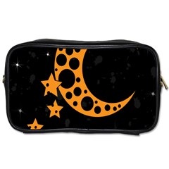 Moon Star Space Orange Black Light Night Circle Polka Toiletries Bags by Mariart