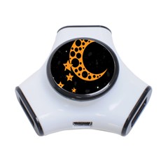 Moon Star Space Orange Black Light Night Circle Polka 3-port Usb Hub by Mariart