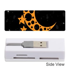 Moon Star Space Orange Black Light Night Circle Polka Memory Card Reader (stick)  by Mariart