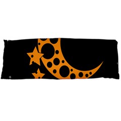 Moon Star Space Orange Black Light Night Circle Polka Body Pillow Case (dakimakura)