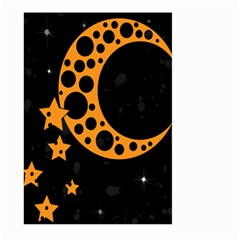 Moon Star Space Orange Black Light Night Circle Polka Large Garden Flag (two Sides) by Mariart