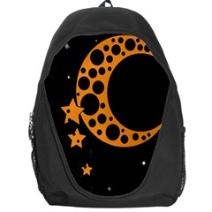 Moon Star Space Orange Black Light Night Circle Polka Backpack Bag by Mariart