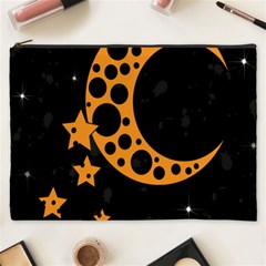 Moon Star Space Orange Black Light Night Circle Polka Cosmetic Bag (xxxl)  by Mariart