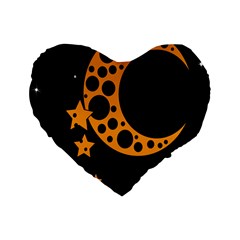 Moon Star Space Orange Black Light Night Circle Polka Standard 16  Premium Heart Shape Cushions by Mariart