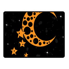 Moon Star Space Orange Black Light Night Circle Polka Double Sided Fleece Blanket (small)  by Mariart