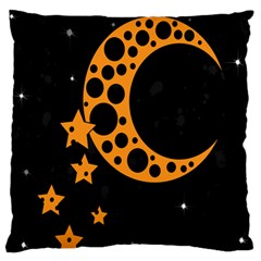 Moon Star Space Orange Black Light Night Circle Polka Standard Flano Cushion Case (two Sides) by Mariart