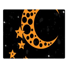 Moon Star Space Orange Black Light Night Circle Polka Double Sided Flano Blanket (large)  by Mariart