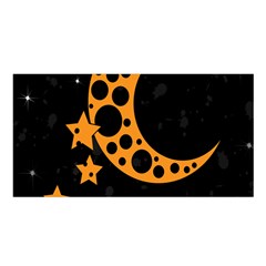 Moon Star Space Orange Black Light Night Circle Polka Satin Shawl by Mariart