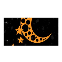 Moon Star Space Orange Black Light Night Circle Polka Satin Wrap by Mariart