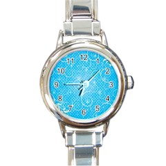 Leaf Blue Snow Circle Polka Star Round Italian Charm Watch by Mariart