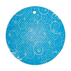 Leaf Blue Snow Circle Polka Star Ornament (round)