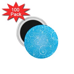 Leaf Blue Snow Circle Polka Star 1 75  Magnets (100 Pack)  by Mariart