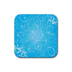 Leaf Blue Snow Circle Polka Star Rubber Coaster (square)  by Mariart